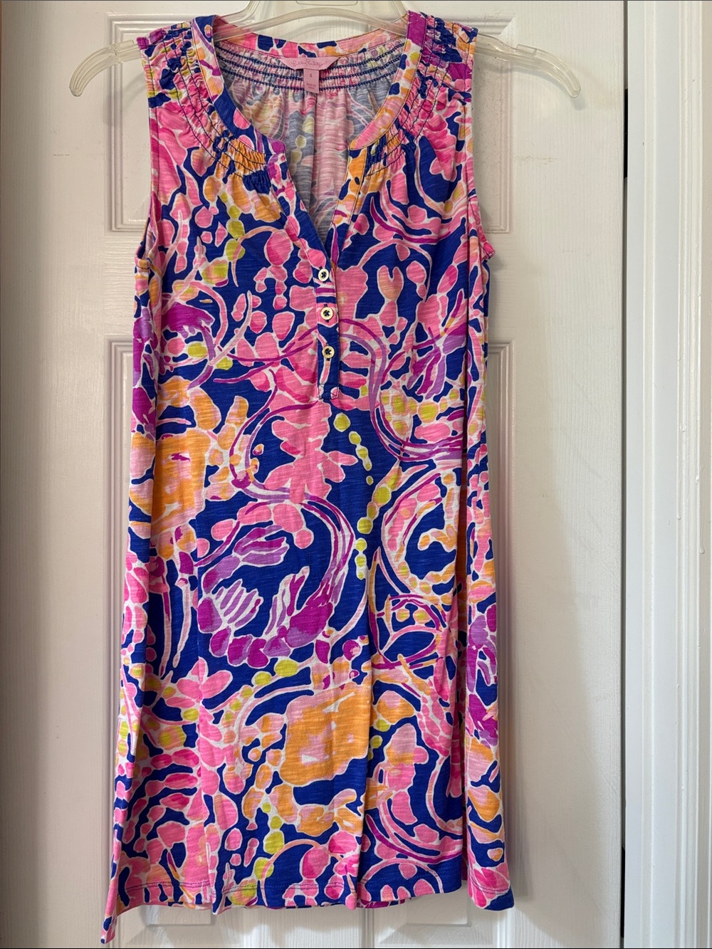 Lilly Pulitzer Sleeveless Floral Shift Dress in Pink, Blue & Yellow